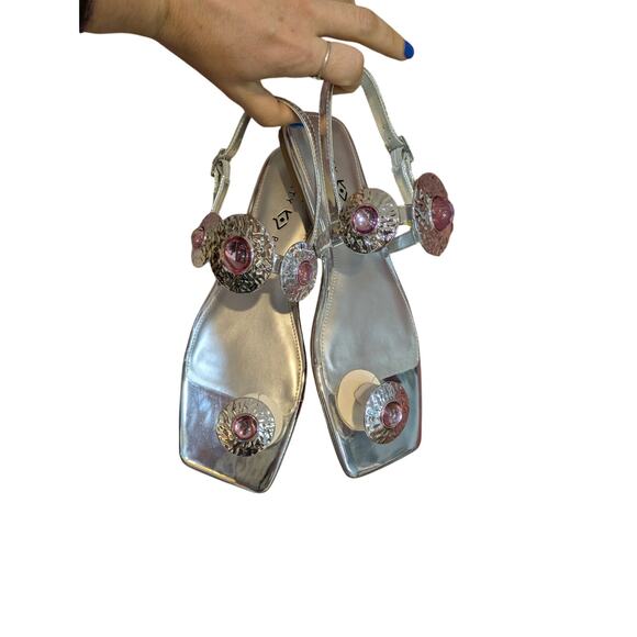 NWB Katy Perry Collection Camie Stone Sandals Silver Size 9.5 - Picture 4 of 5